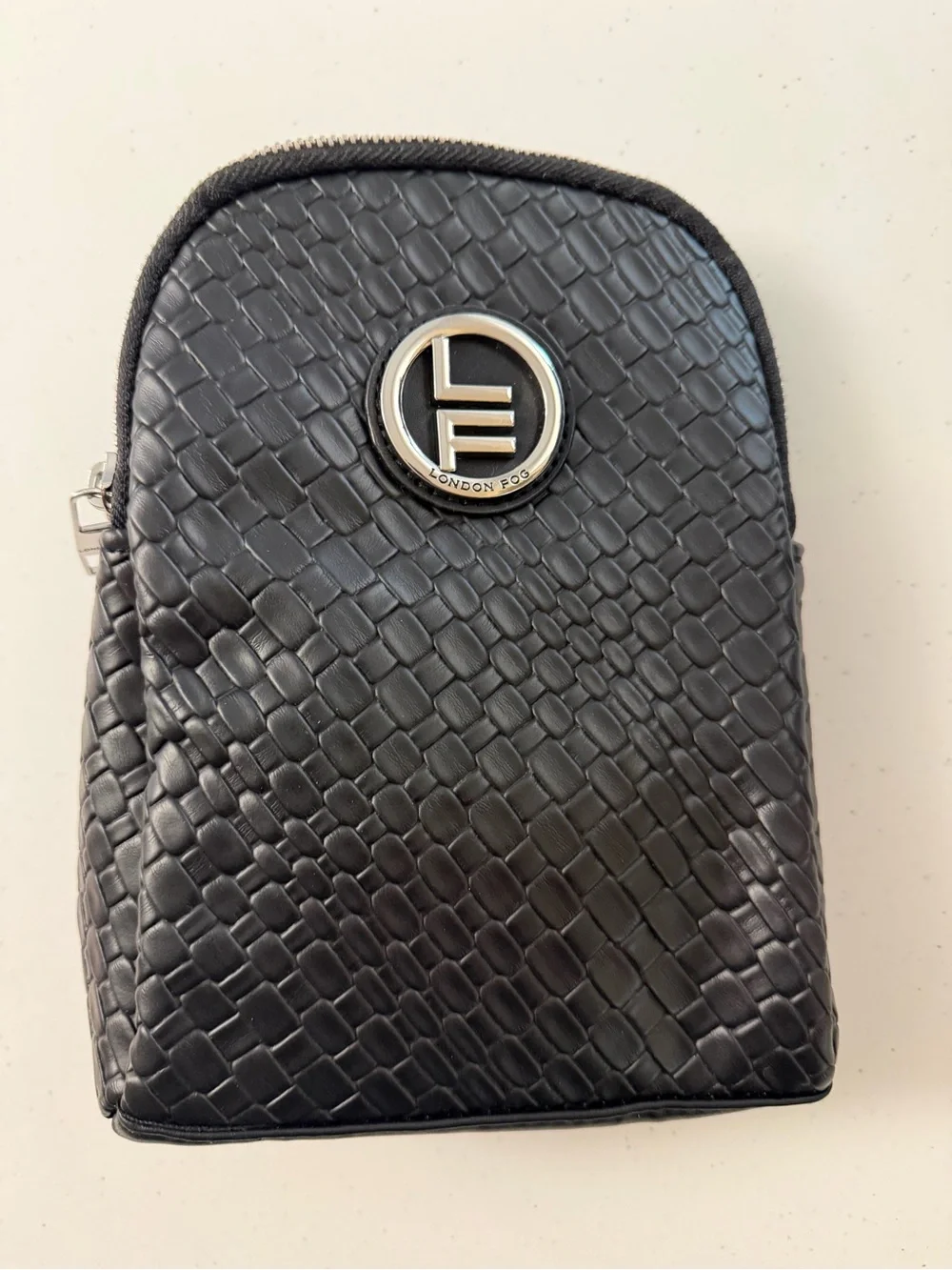 London Fog Black Textured Crossbody Pouch